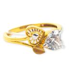 Adorable Gold Ladies Ring with Beautiful Heart Shape Stone and Design